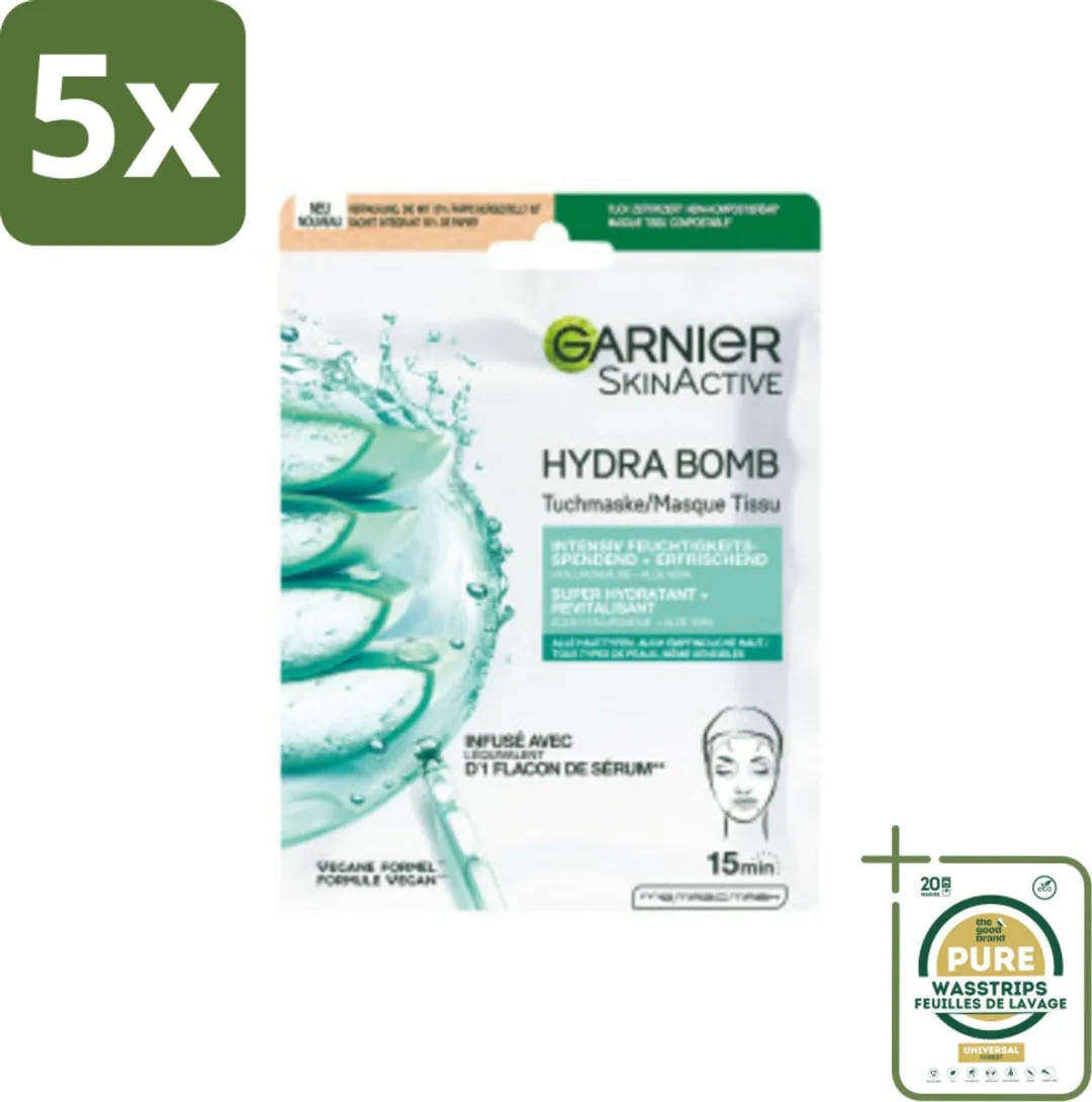 Garnier SkinActive Hydrabomb Tissue Masker Hyaluronzuur 20 Stuks