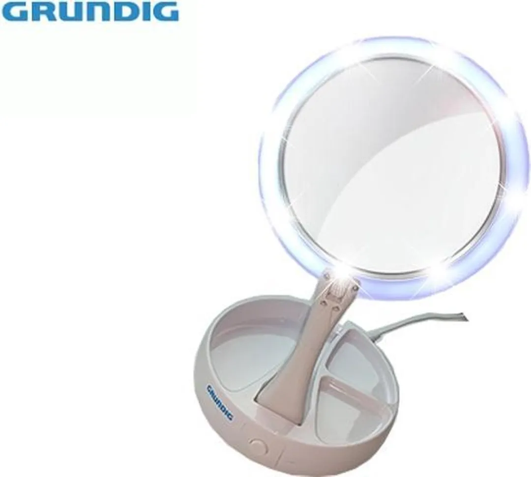 Grundig Opmaakspiegel met LED-verlichting en opbergruimte - Wit