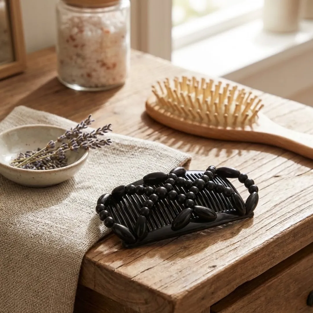 NuveX Magic Hair Clip Zwart - Elastische Kralen Haarclip