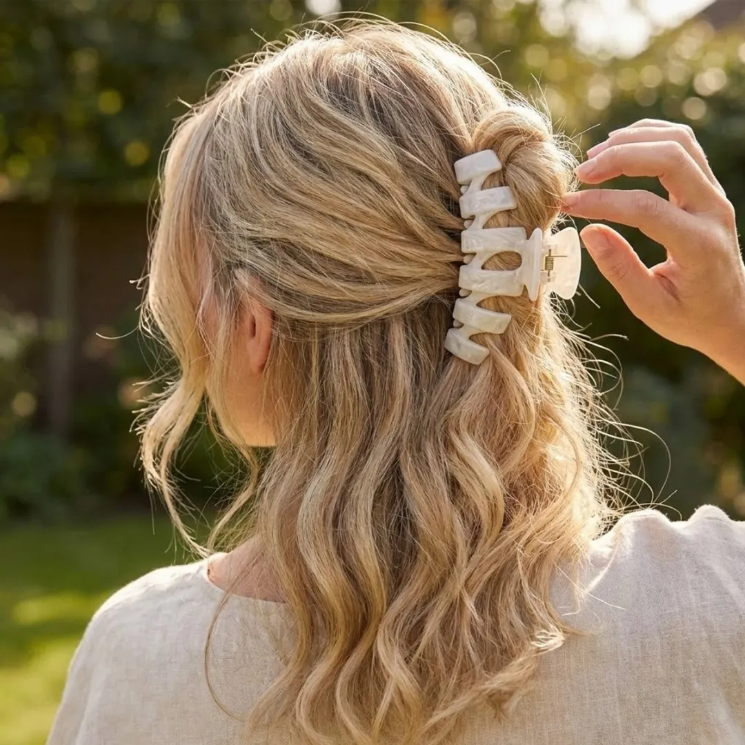 NuveX Haarclips Set 3 Stuks - Glanzend Marmer - Groen/Wit/Zwart