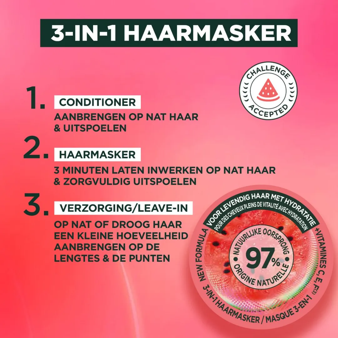 Garnier Fructis Hair Food Watermelon Haarmasker 3-in-1 - 6x400ml