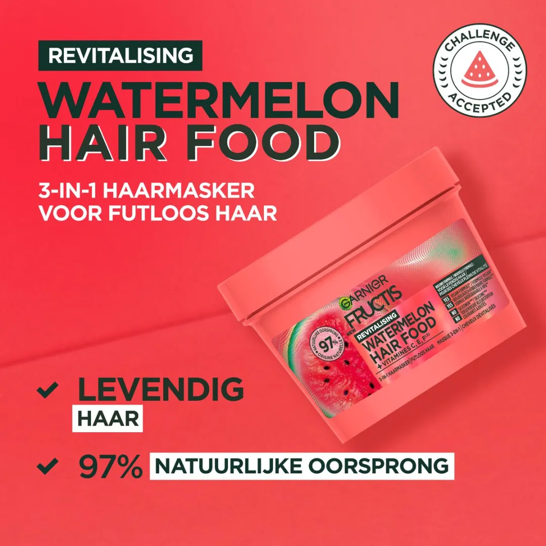 Garnier Fructis Hair Food Watermelon Haarmasker 3-in-1 - 6x400ml