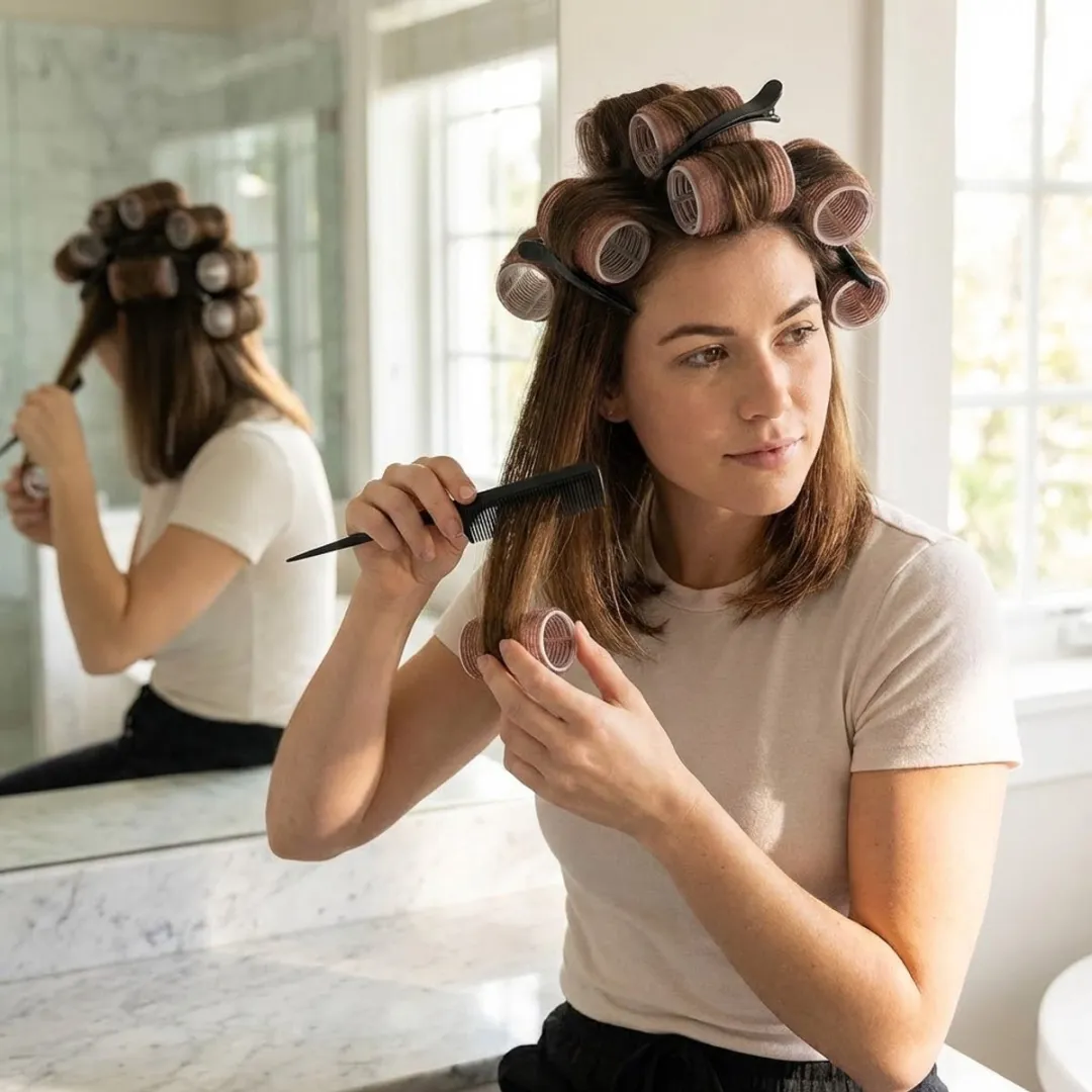 NUVEX Koffie Kleur Haarkrullers Set 25 Stuks - Heatless Curls