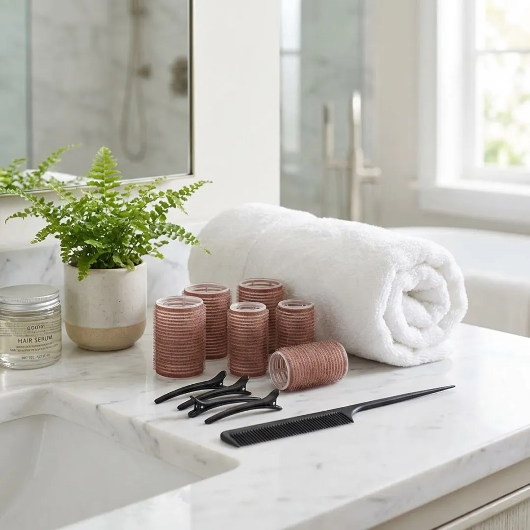 NUVEX Koffie Kleur Haarkrullers Set 25 Stuks - Heatless Curls