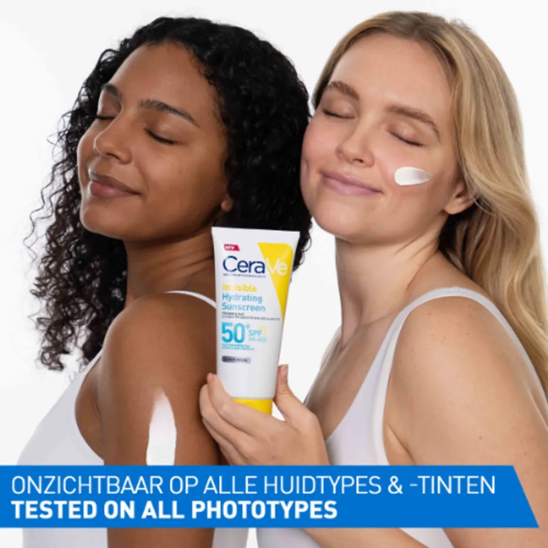 CeraVe Onzichtbare Hydraterende Zonnebrandcrème SPF50 - Met 3 Essentiële Ceramiden - Geschikt voor Alle Huidtypes - 75ml