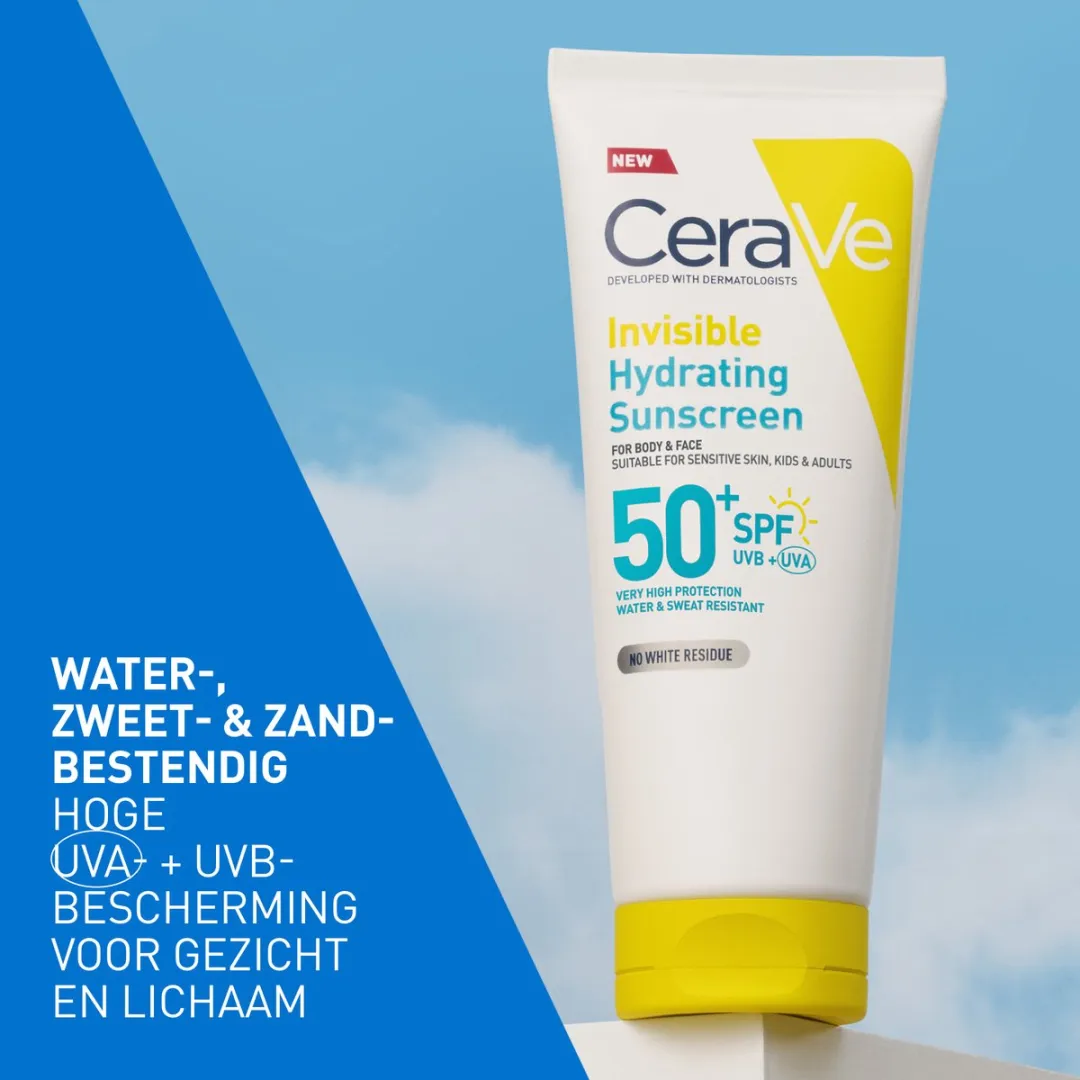 CeraVe Onzichtbare Hydraterende Zonnebrandcrème SPF50 - Met 3 Essentiële Ceramiden - Geschikt voor Alle Huidtypes - 75ml