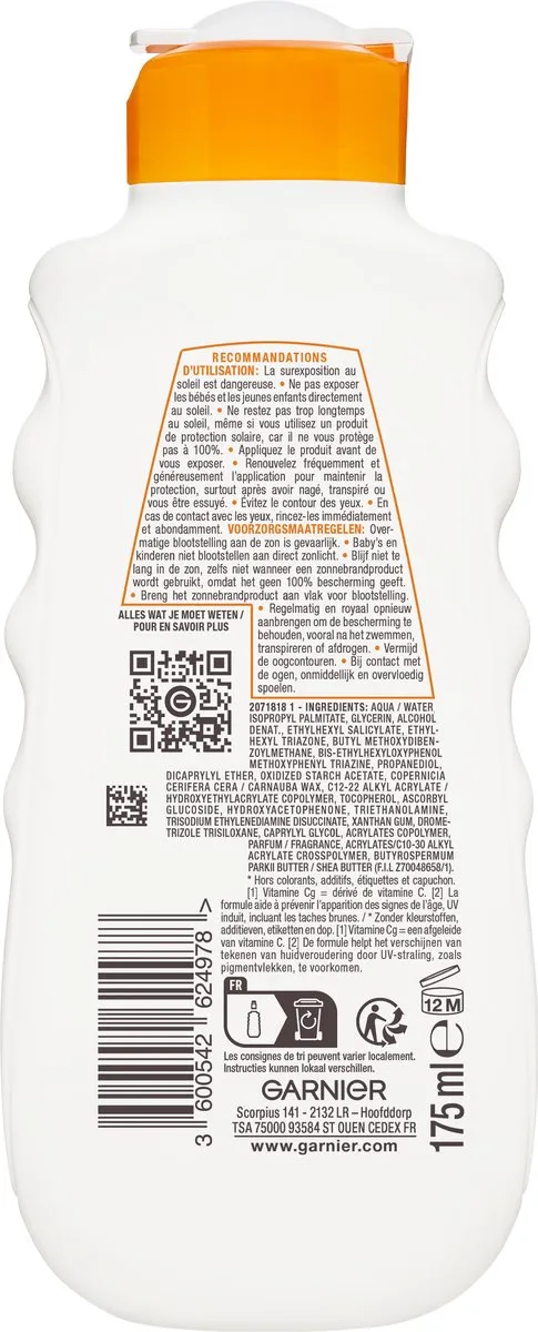 Garnier Ambre Solaire Hydra 24H Zonnebrandcrème SPF 50+ 175ml