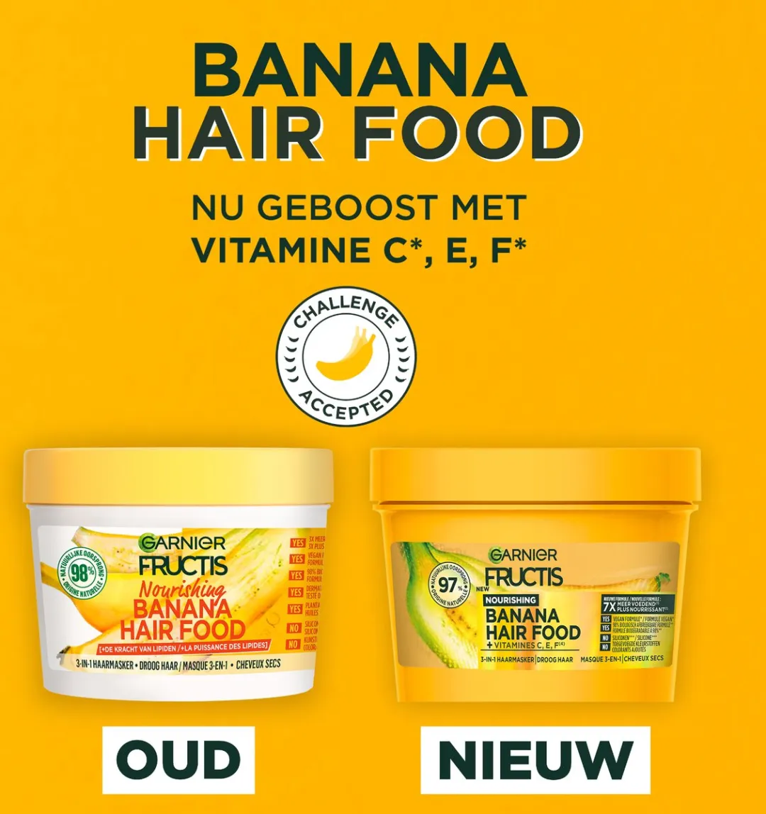 Garnier Fructis Hair Food Banana 3-in-1 Haarmasker - 6x400ml