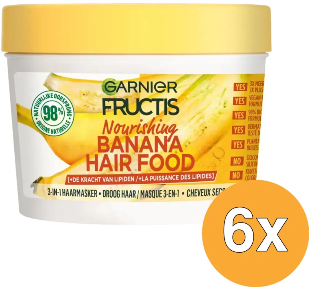 Garnier Fructis Hair Food Banana 3-in-1 Haarmasker - 6x400ml - afbeelding 6 van 6