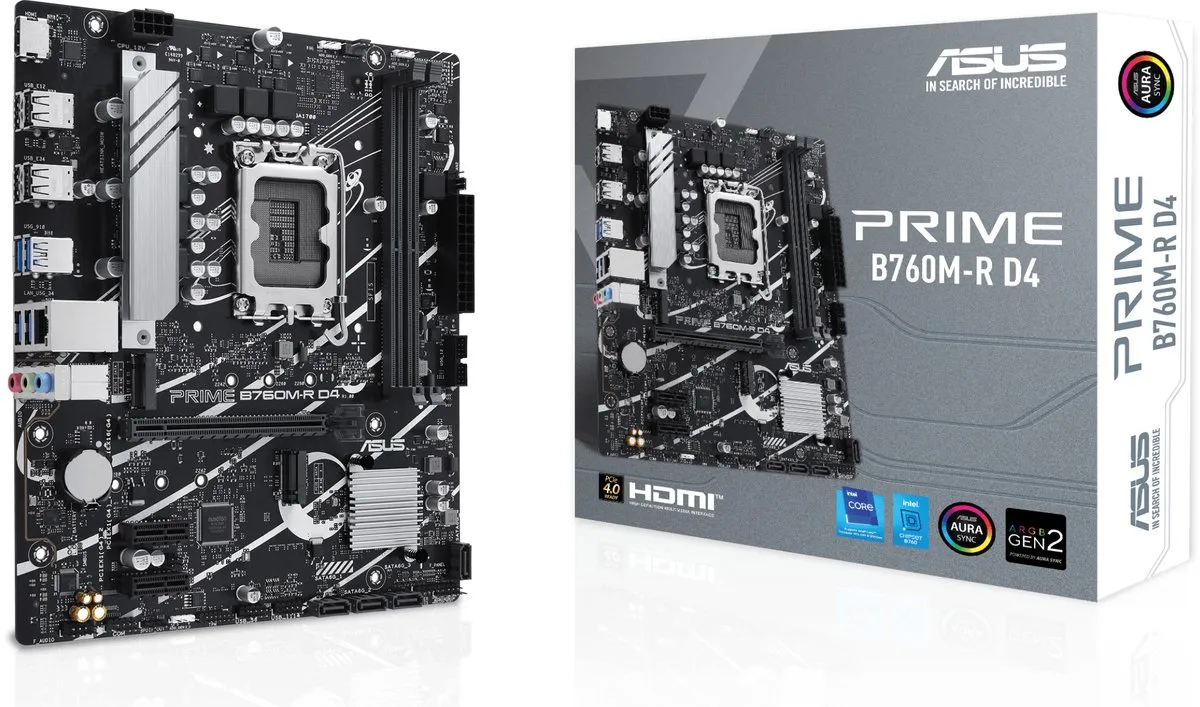 ASUS PRIME B760M-R D4 Moederbord - Intel B760 - microATX