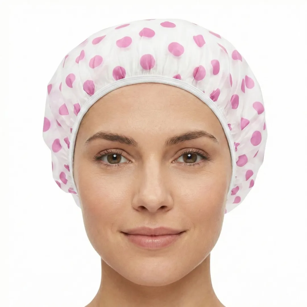 NuveX Transparante Douchemuts Roze Dots - Herbruikbaar