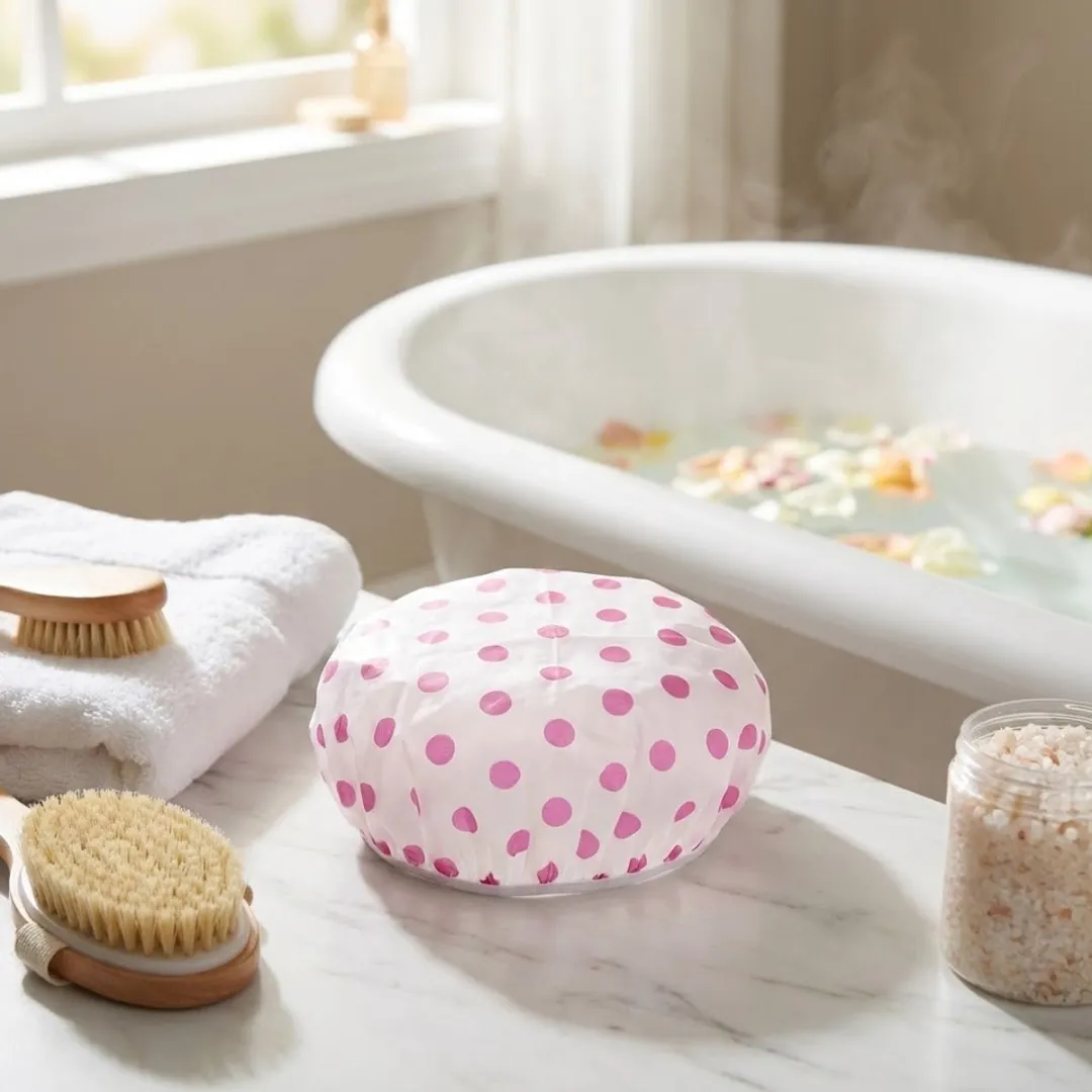 NuveX Transparante Douchemuts Roze Dots - Herbruikbaar