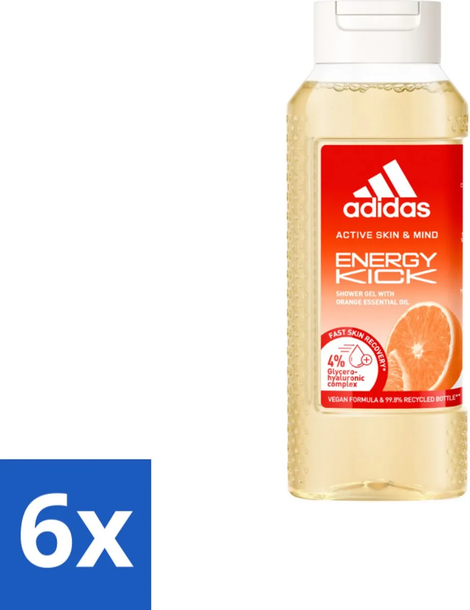 6 x Adidas – Douchegel – Active Skin & Mind Energy Kick – 250 ml - Energie - Sport - Energieboost - Douchegel - Activiteit