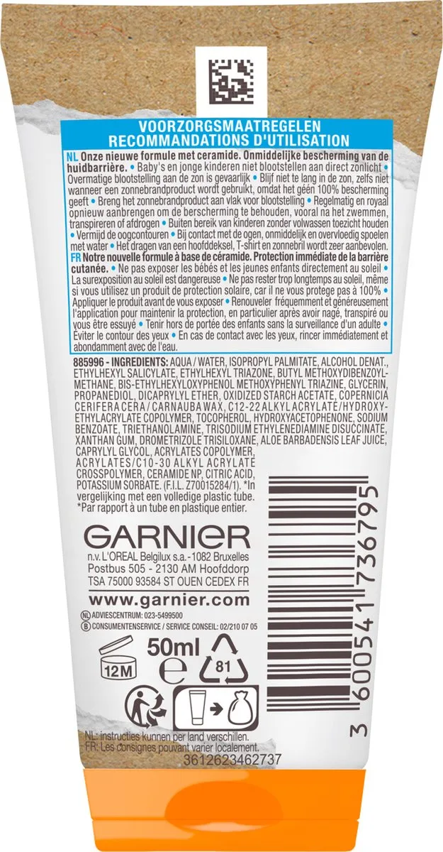 Garnier Ambre Solaire Kids Sensitive Expert+ Zonnebrandmelk SPF50+ 50ml