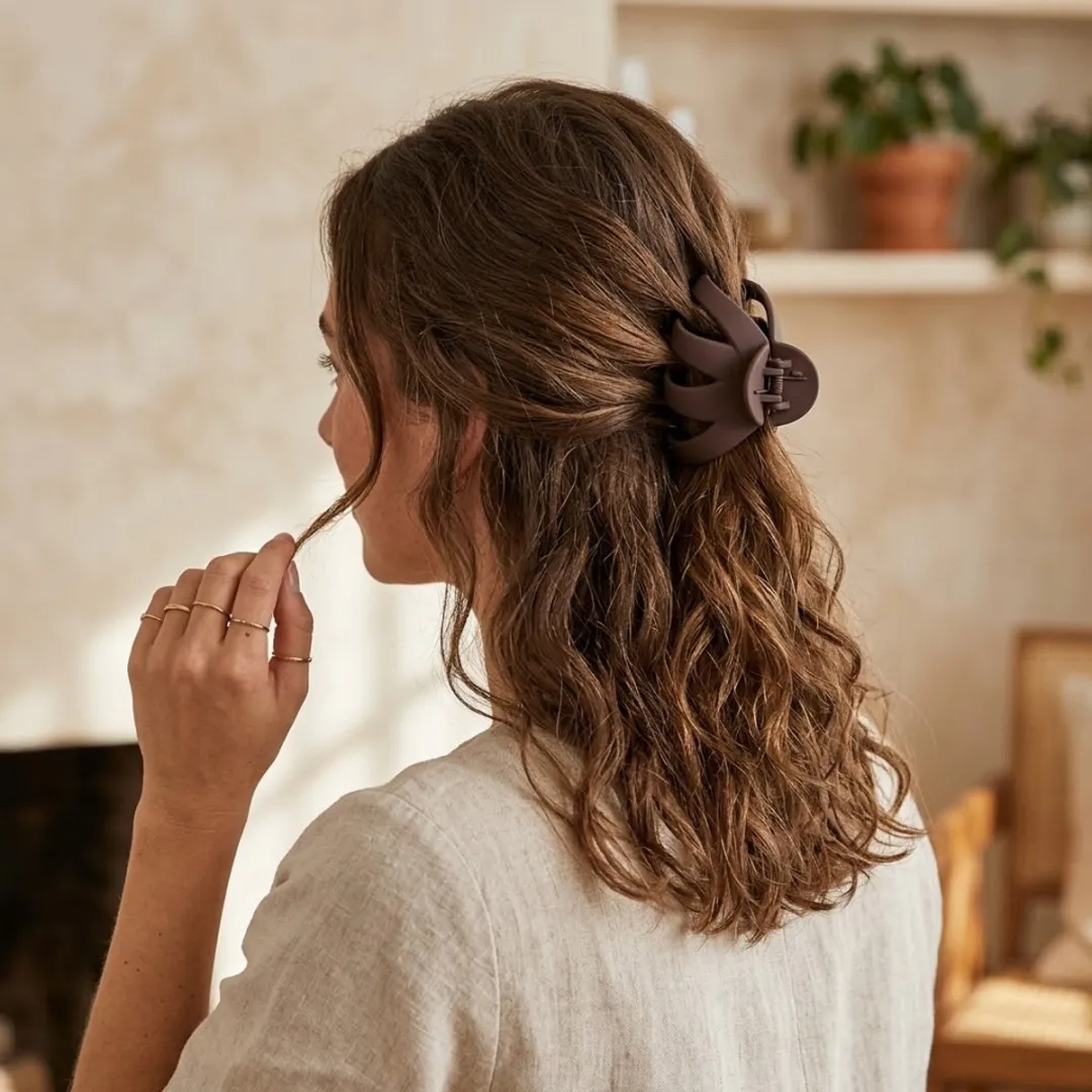 NUVEX Haarclips Set 4 Stuks - Matte Ronde Haarclips - Coffee Colors