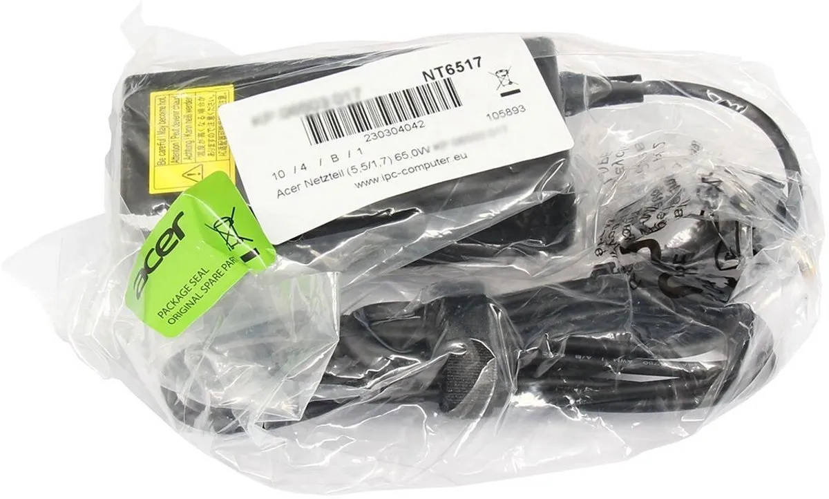 Acer NP.ADT0A.006 Oplader 65W - Zwart