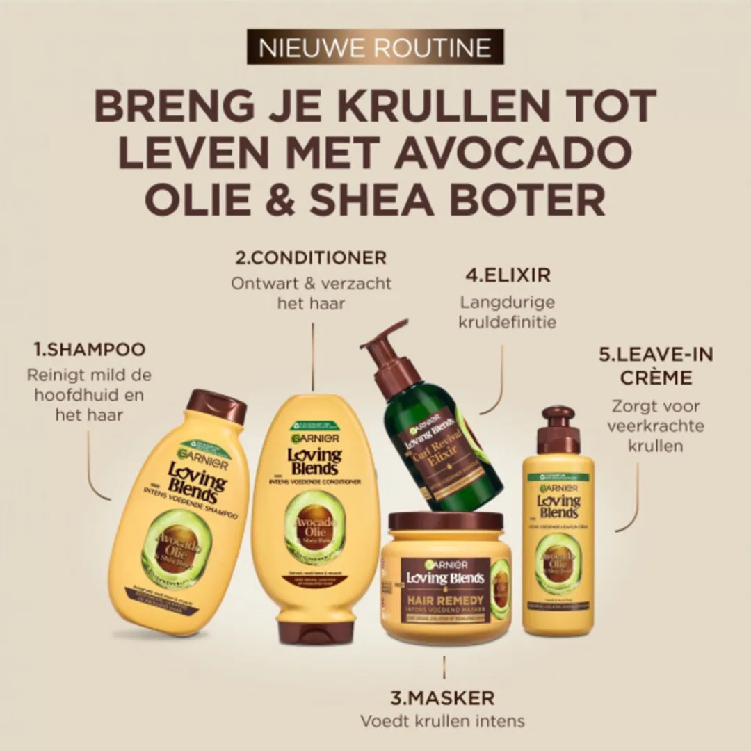 Garnier Loving Blends Haarmasker Avocado Olie & Shea Boter 340ml - 4 Stuks