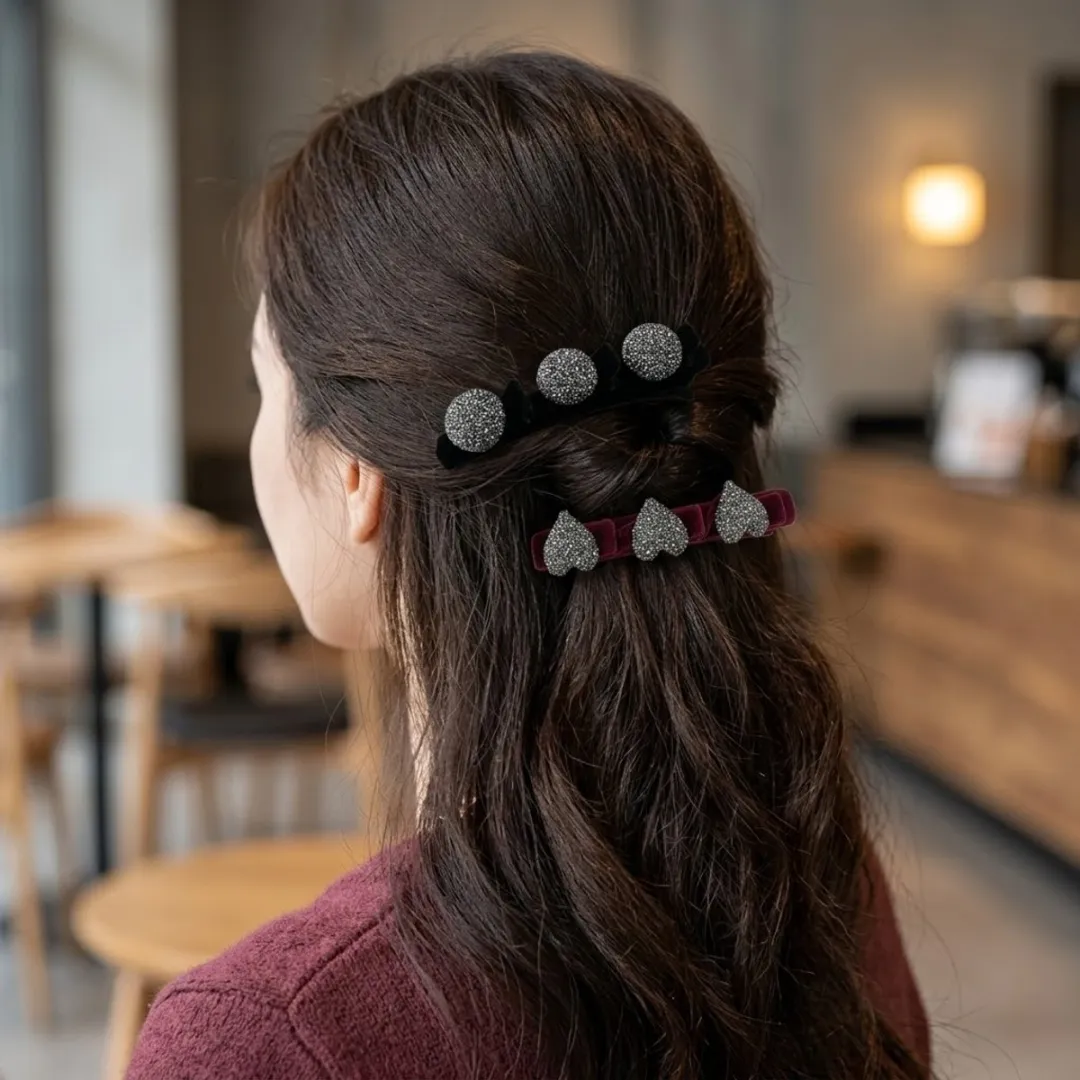 NuveX Haarclipset Zwart/Bordeaux - 4 Stuks