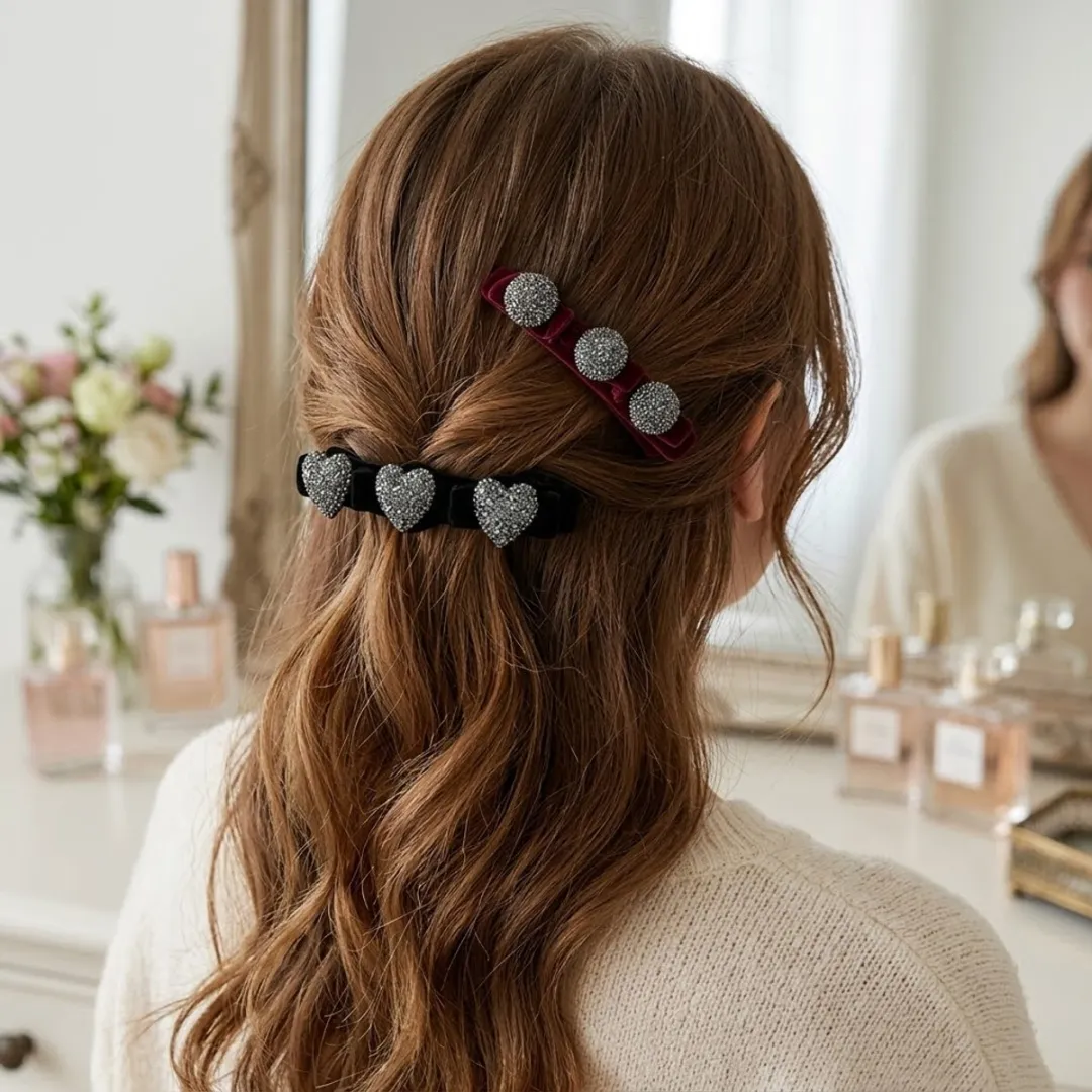 NuveX Haarclipset Zwart/Bordeaux - 4 Stuks