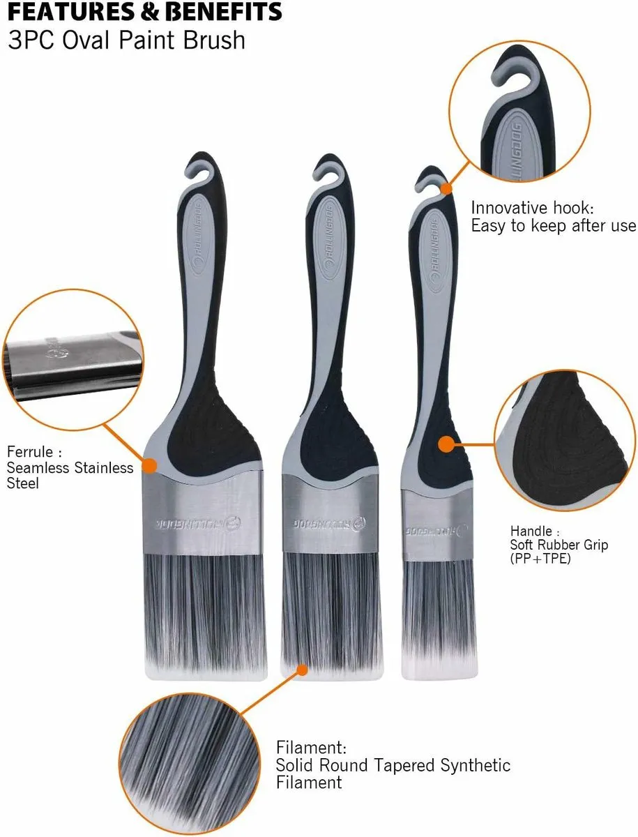 Rollingdog Malamute Serie - Ovale Penseel Set - 3 stuks