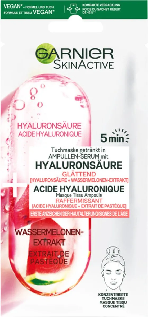 Garnier SkinActive Gezichtsmasker Watermeloen & Hyaluronzuur - 20 Stuks