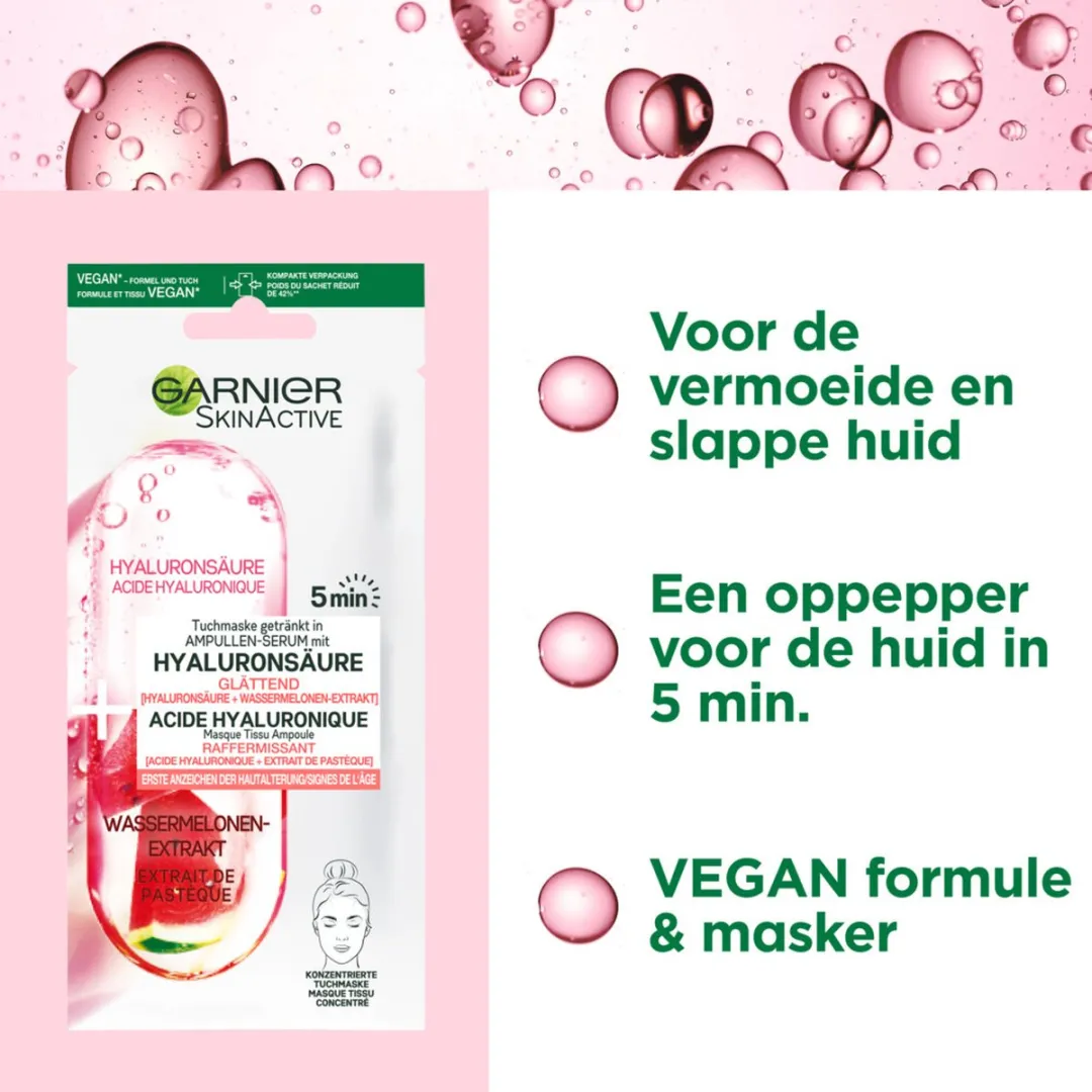 Garnier SkinActive Gezichtsmasker Watermeloen & Hyaluronzuur - 20 Stuks