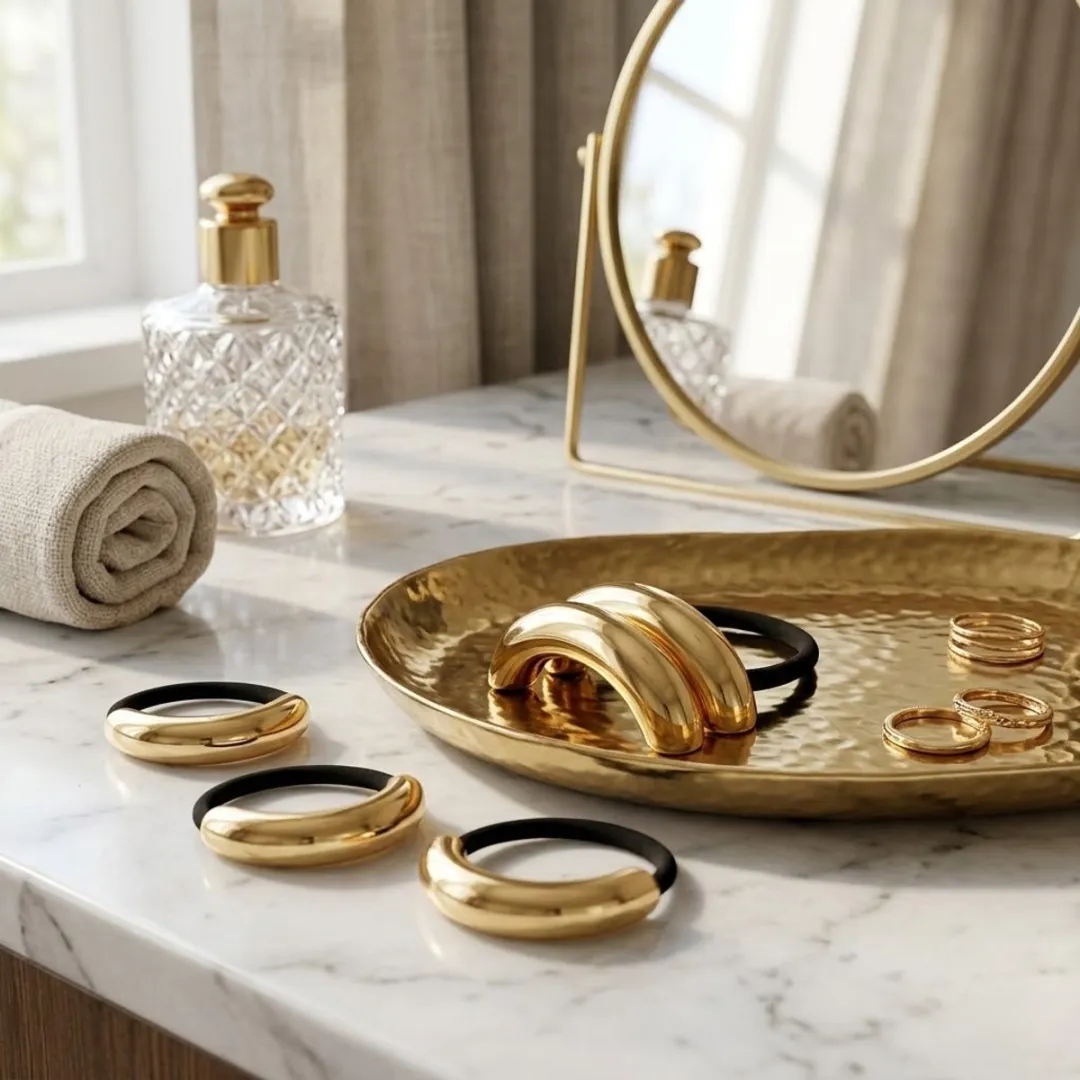 NuveX Goud Metallic Haarband - Paardenstaartaccessoire - 1 Stuk
