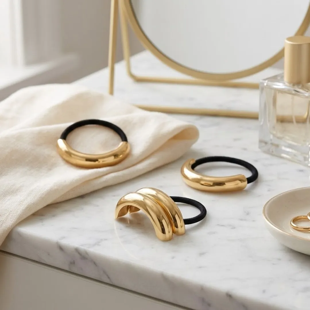 NuveX Goud Metallic Haarband - Paardenstaartaccessoire - 1 Stuk