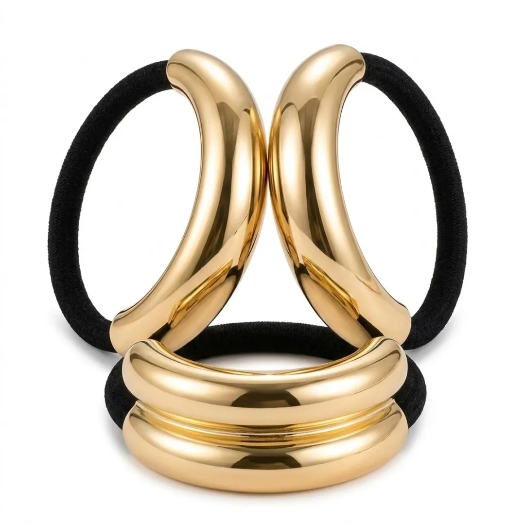 NuveX Goud Metallic Haarband - Paardenstaartaccessoire - 1 Stuk