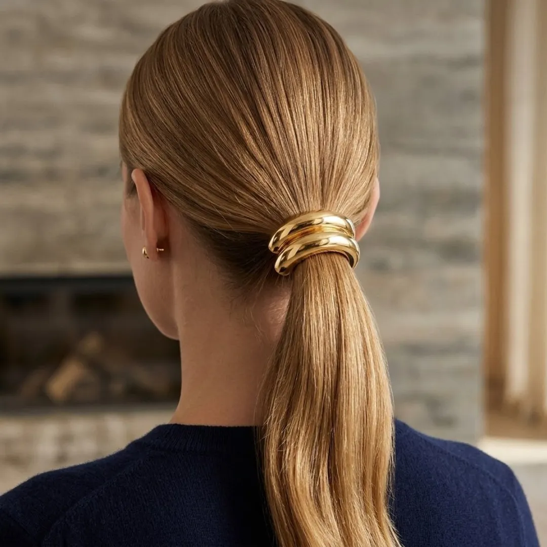 NuveX Goud Metallic Haarband - Paardenstaartaccessoire - 1 Stuk