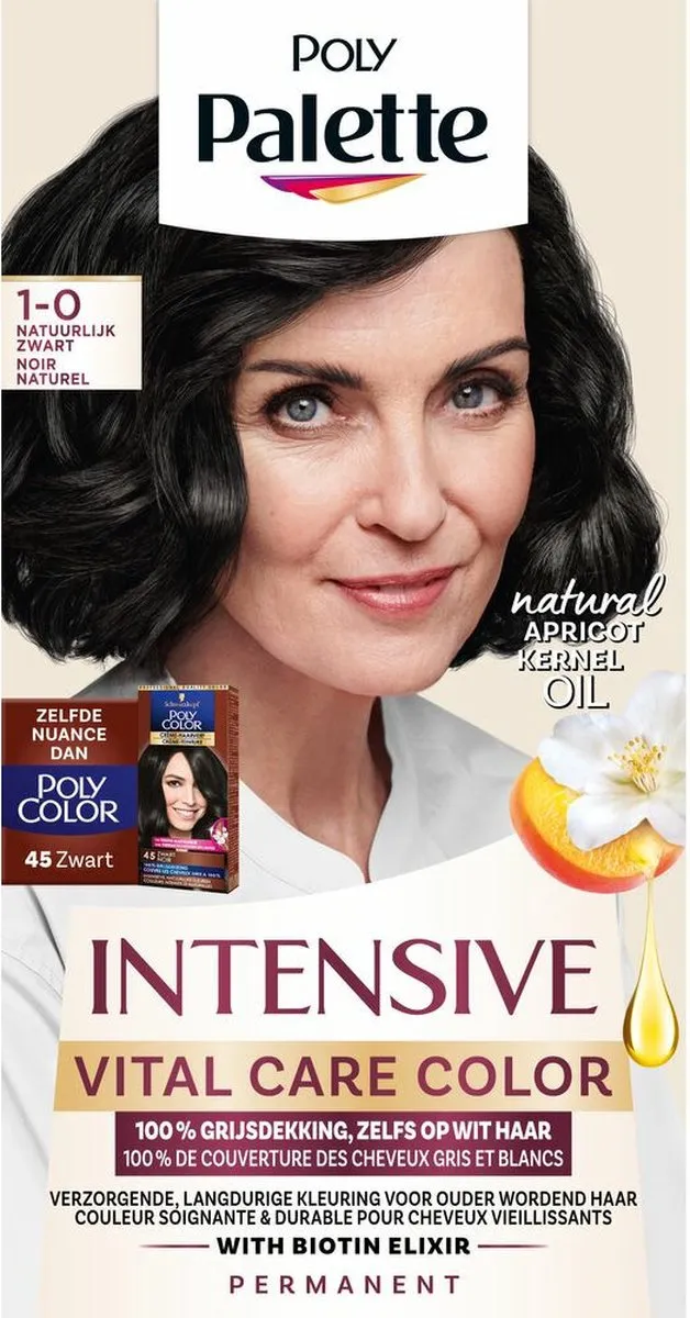 Schwarzkopf Poly Palette Haarverf 1-0 Natuurlijk Zwart 115ml