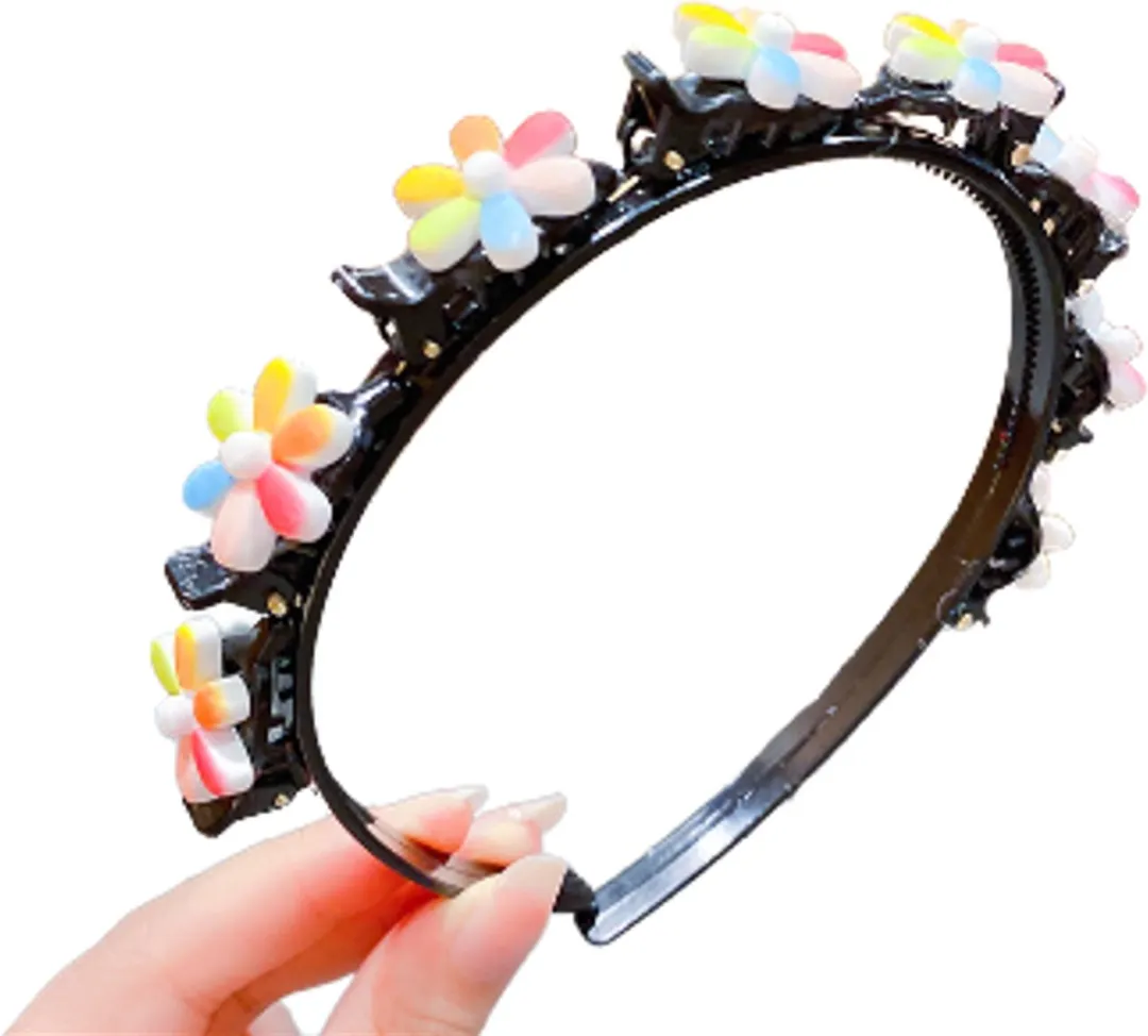 Diadeem - Diadeem met clips - diadeem met haarspeld - haarband met klipjes - haar accessoires - Regenboog Bloemen