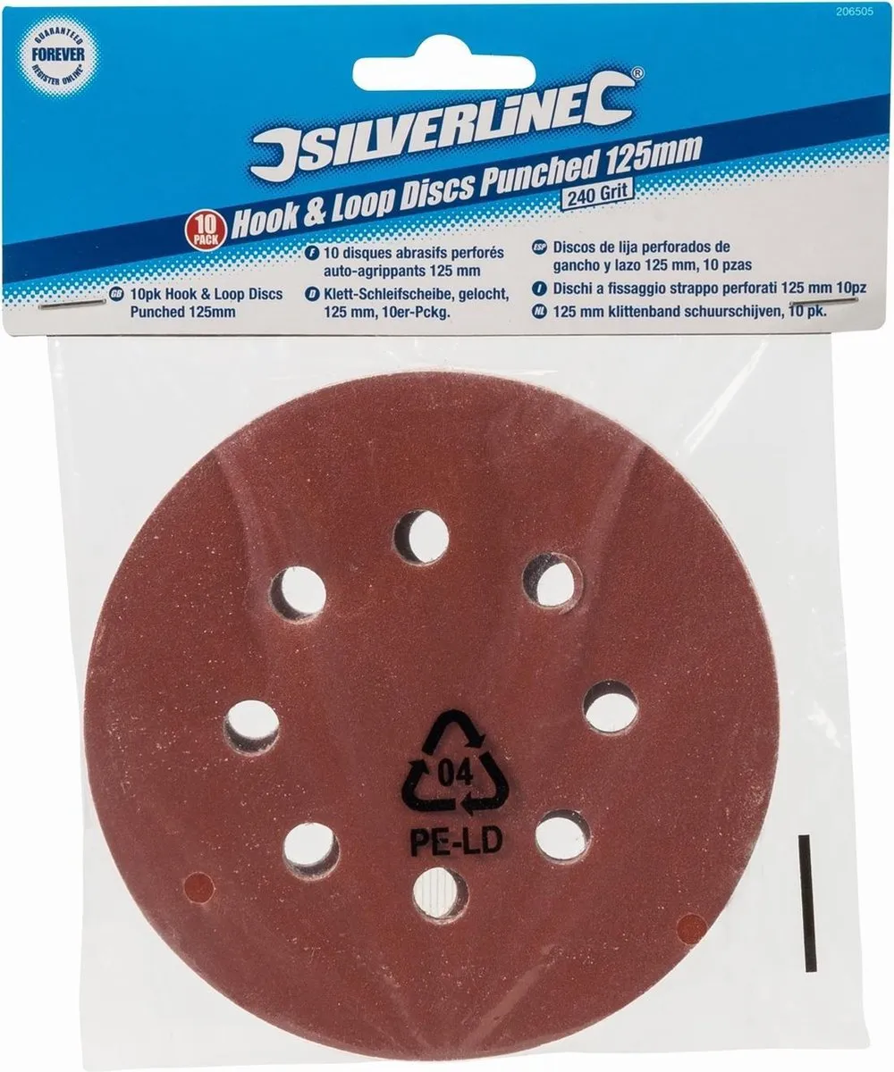 Silverline Klittenband Schuurschijven Ø125mm Korrel 240 - 10 Stuks