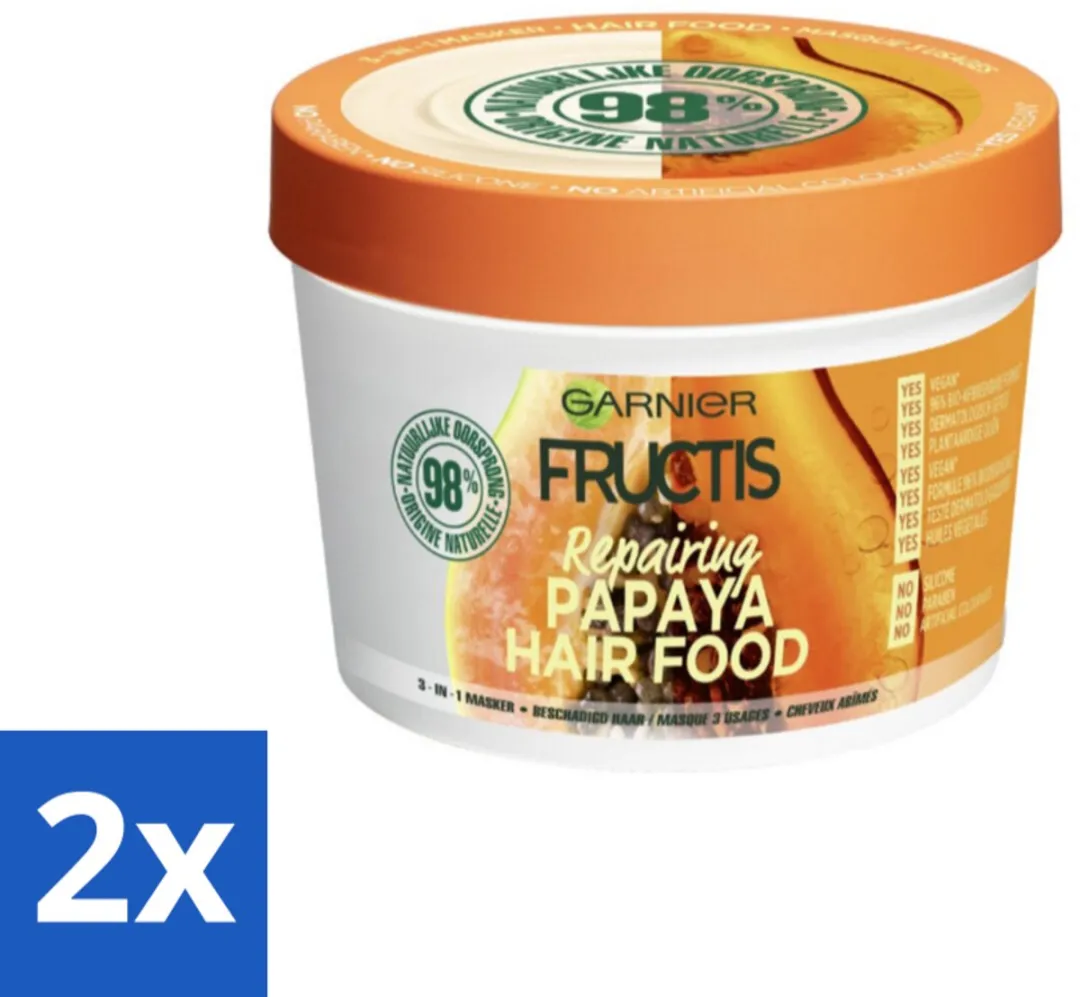 Garnier Fructis Hair Food Papaya Haarmasker 400ml - 2 Stuks