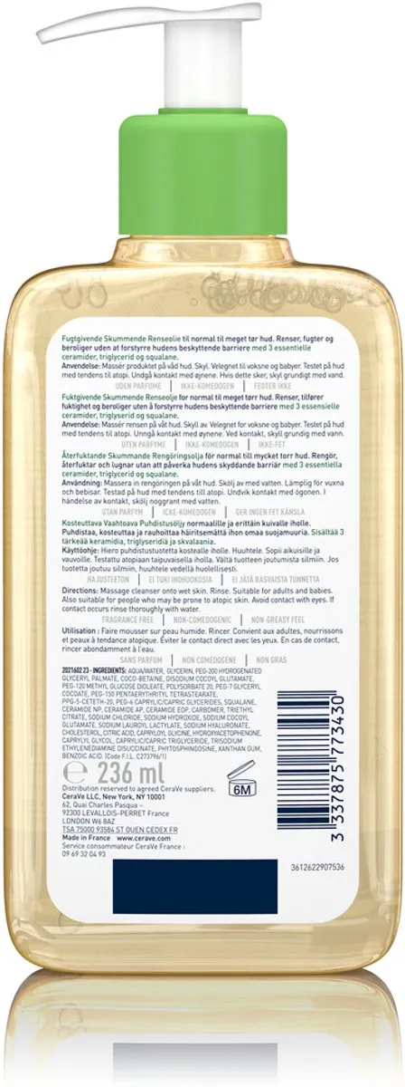 CeraVe Hydraterende Schuimende Reinigingsolie 236ml