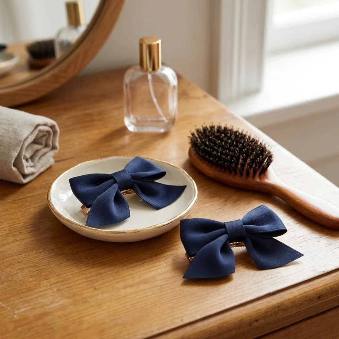 NuveX Donkerblauw Strik Haaraccessoires - 2 Stuks