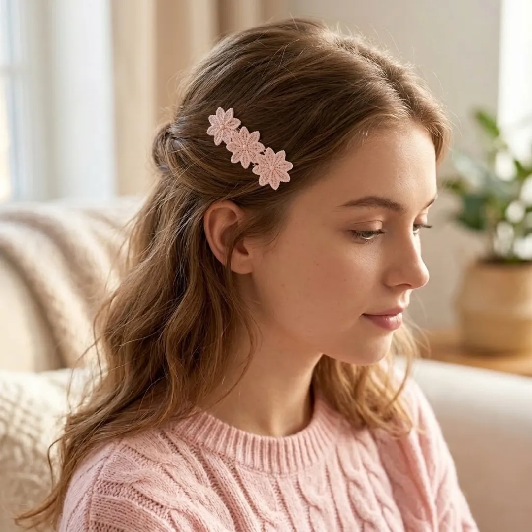 NUVEX Roze Bloemen Haarspeldset - 5 Stuks