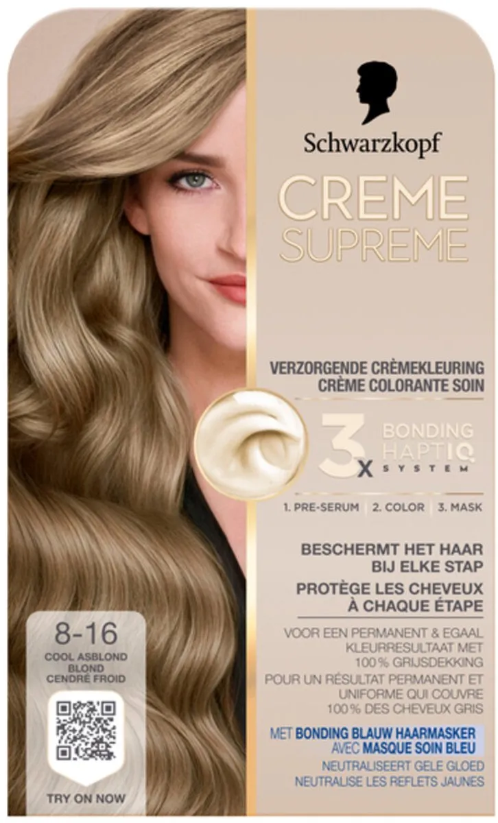 Schwarzkopf Creme Supreme 8-16 Cool Asblond Haarkleuring - 1470g