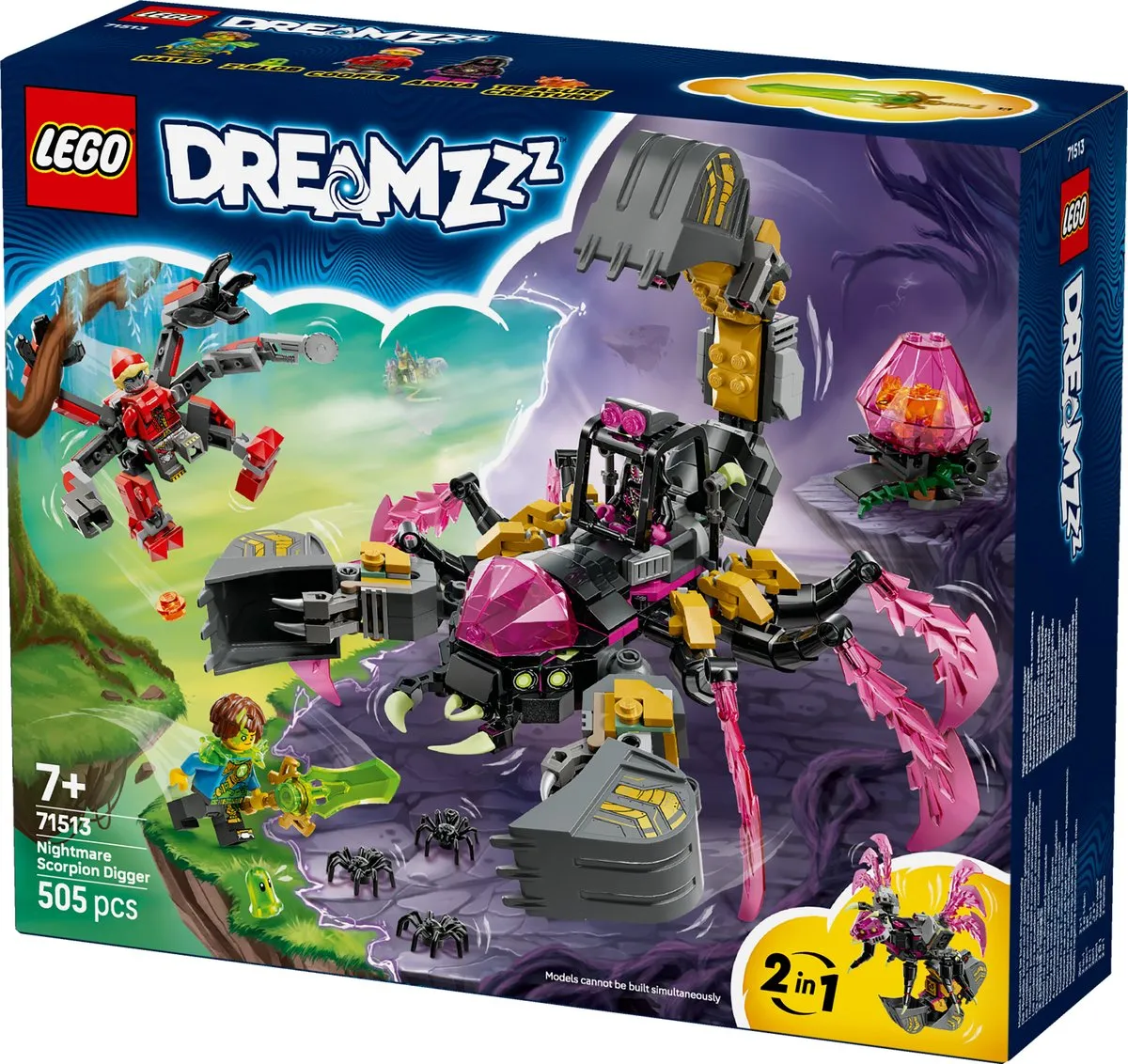 LEGO DreamZzz Albtraum-Skorpionbagger 71513 - 3 Minifiguren - Multicolor
