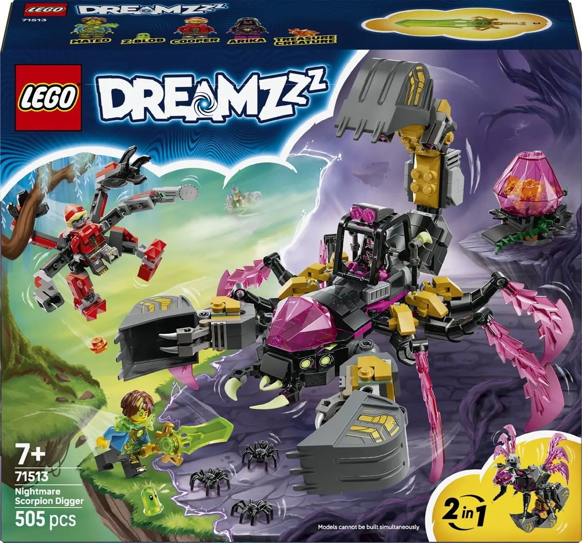 LEGO DreamZzz Albtraum-Skorpionbagger 71513 - 3 Minifiguren - Multicolor