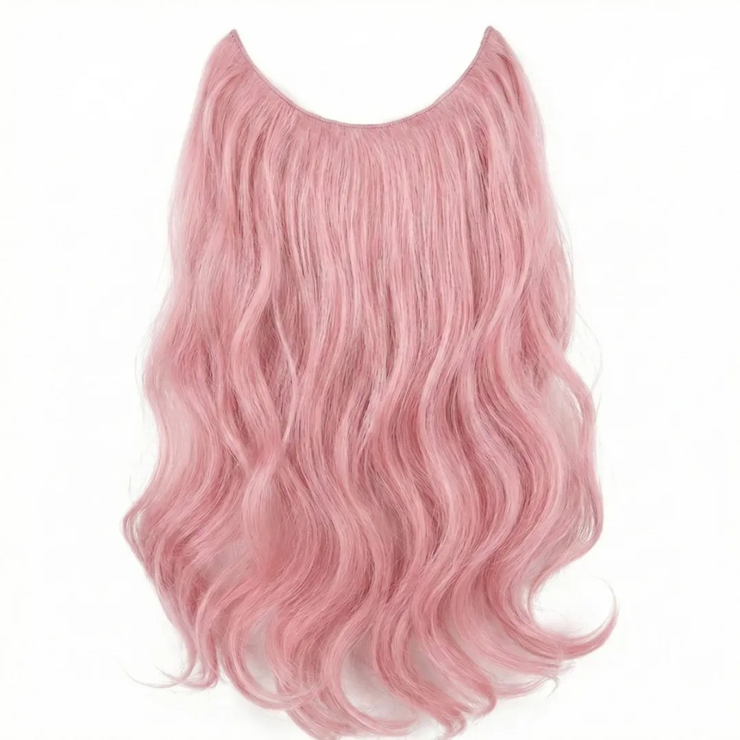 NuveX Pastelroze Clip-in Hairextensions Golvend Synthetisch