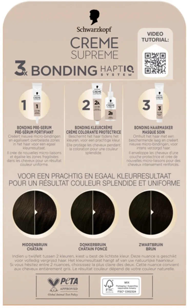 Schwarzkopf Creme Supreme 3-0 Haarkleuring 2450g - 10 Stuks