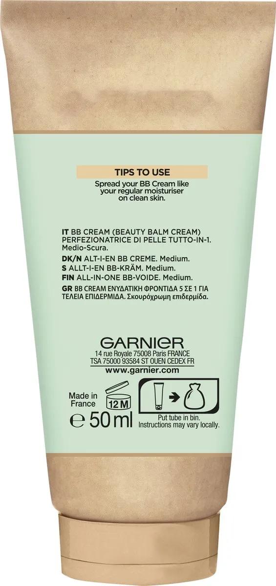 Garnier SkinActive BB Cream Classic Medium 5-in-1 - 50ml - afbeelding 6 van 6