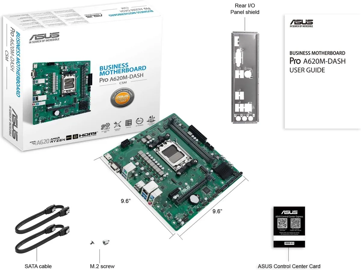 ASUS PRO A620M-DASH-CSM AM5 Micro-ATX Moederbord - 90MB1GD0-M0EAYC - afbeelding 6 van 6