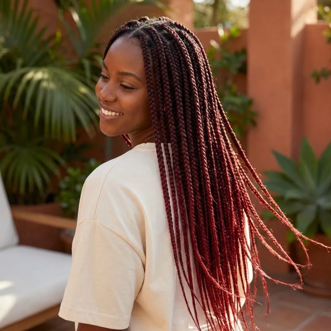 NuveX Zwart Ombre Wijnrood Braid Extensions - 6 Stuks
