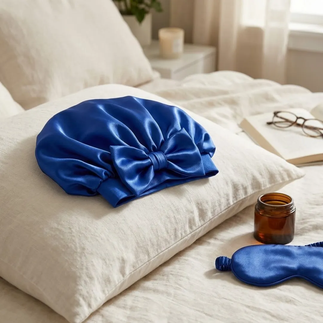NuveX Koningsblauwe Satin Haarbonnet Dames - Lang