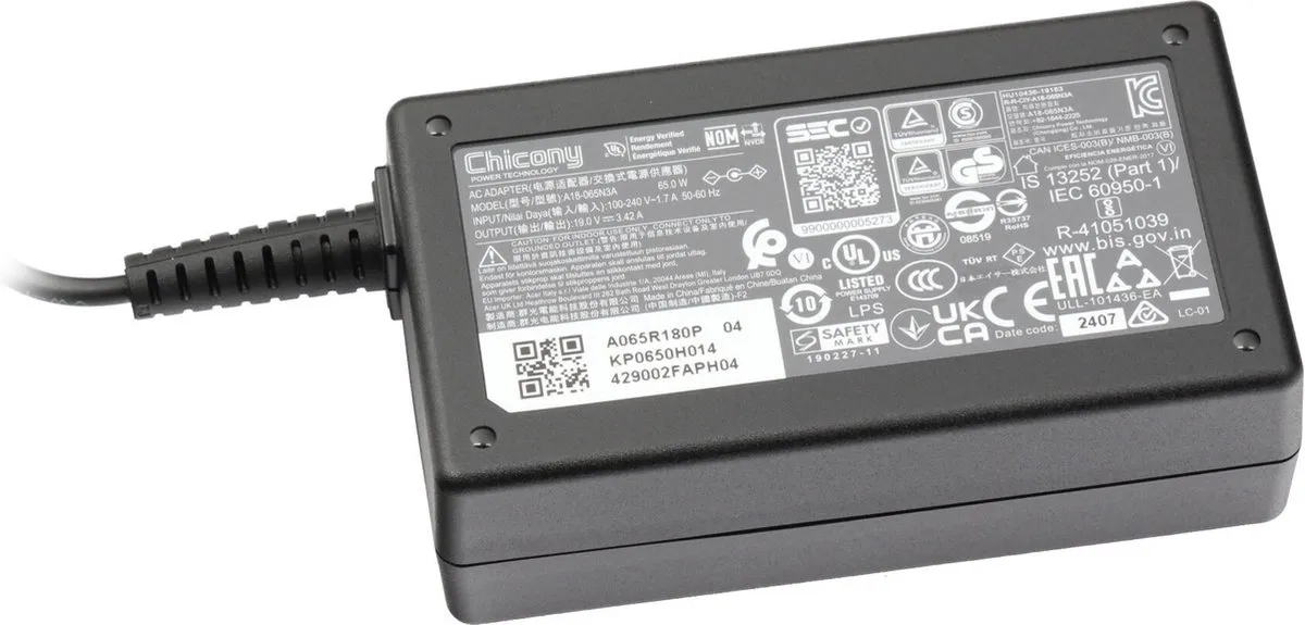 Acer KP.06503.019 Oplader 65W - Zwart