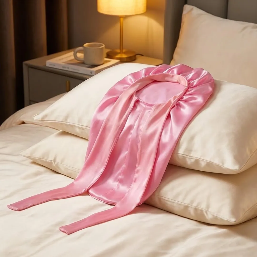 NuveX Roze Satin Haarbonnet - Beschermend voor Lang Haar
