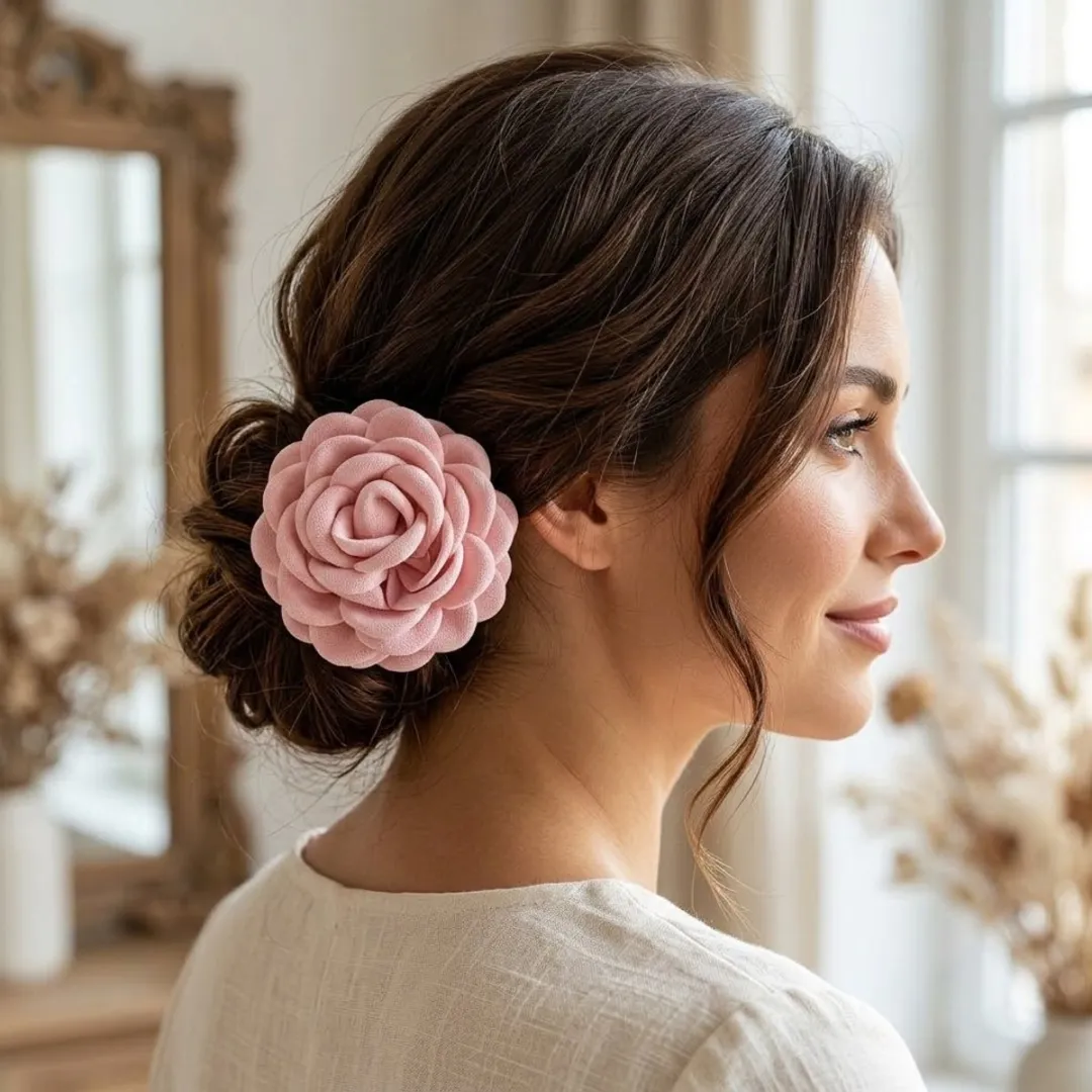 NuveX Roze Bloem Haarclip - Grote Roos