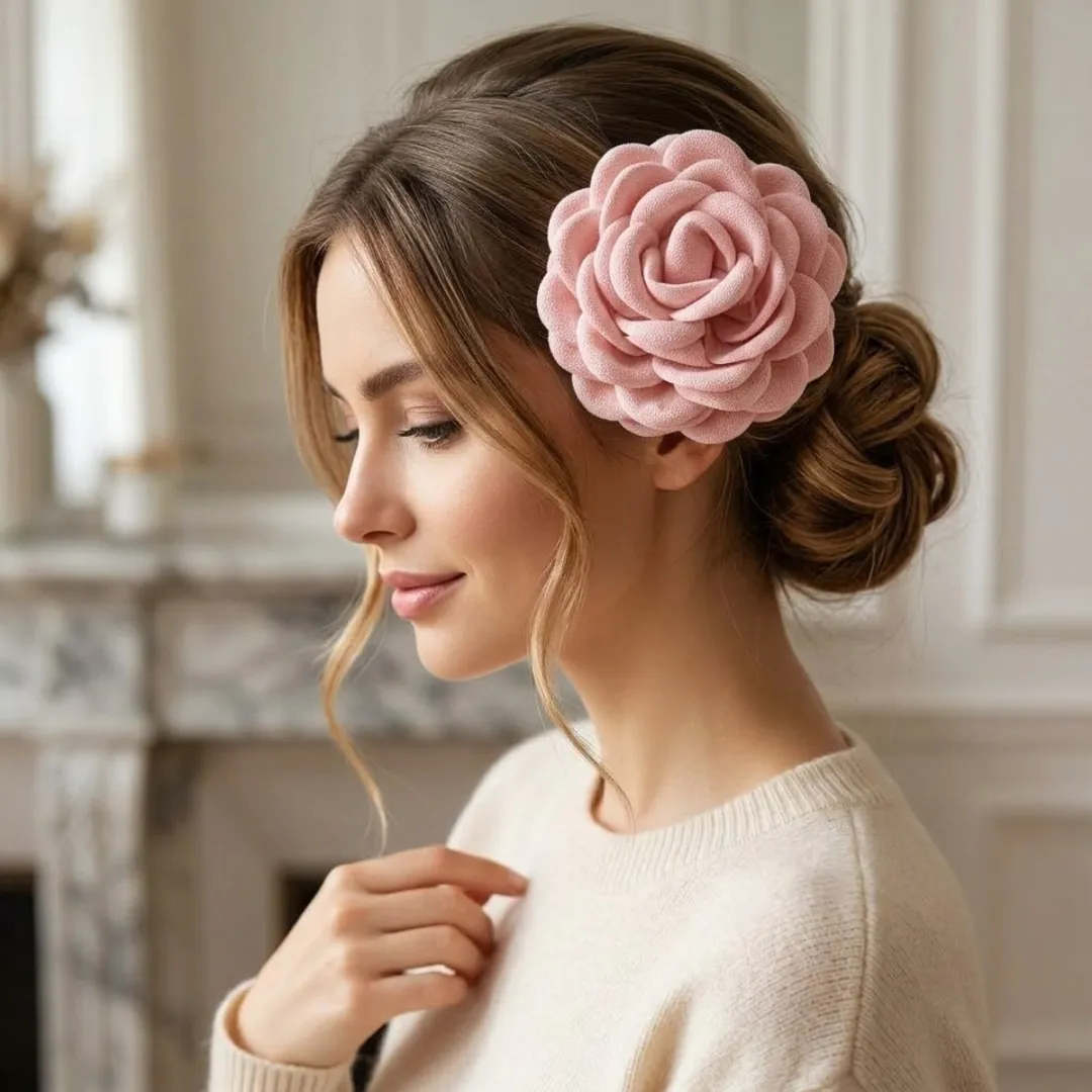 NuveX Roze Bloem Haarclip - Grote Roos